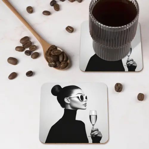 Vrouw - Champagne - Modern onderzetter kurk middel -sfeer2