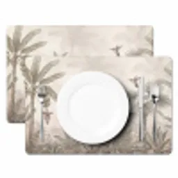 Jungle - Banenboom - Kolibrie - Beige Placemat vinyl groot -zzsfeer2_Kitchenyeah-website