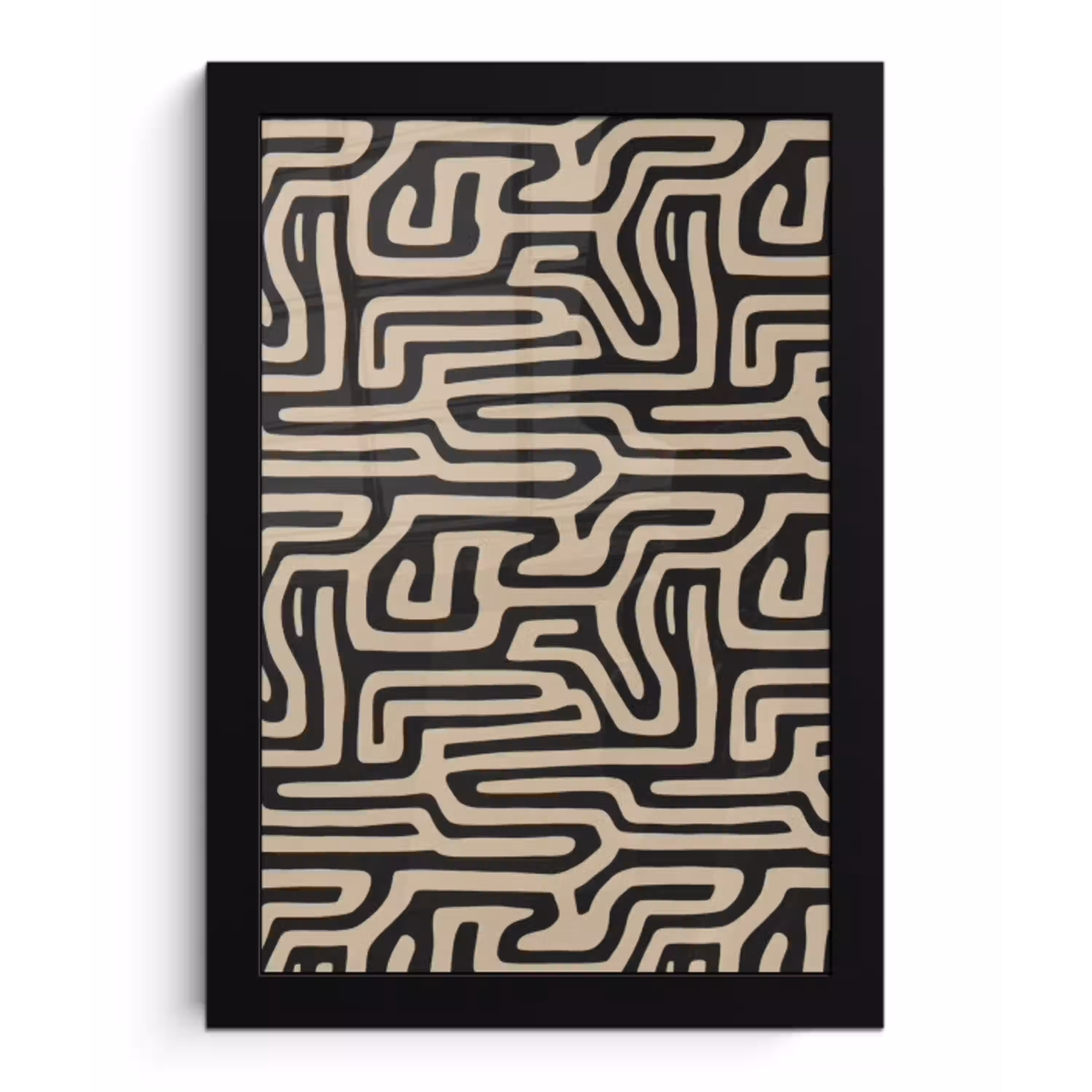 Grafisch - Lijnen - Zwart fotolijst zwart zonder passe partout klein 224 -3d