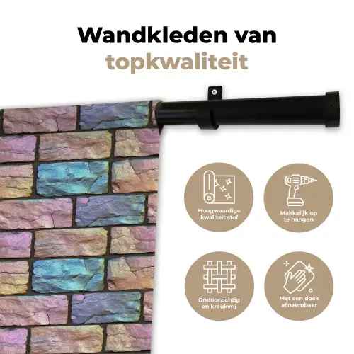 Parelmoerig - Bakstenen - Muur Wandkleed katoen klein 269 -sfeer2