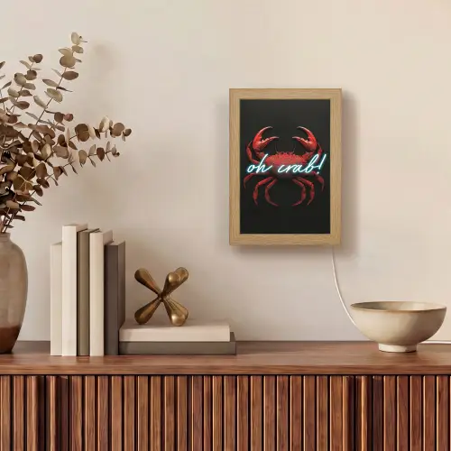 Krab - Rood - Neon - Quote Light Box met kabel (Tafellamp) klein -sfeer2