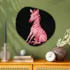 Zebra - Roze - Gestreept Wandcirkel Organisch Plexiglas middel -sfeer2
