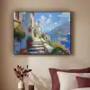 Trap - Huizen - Berglandschap - Zee Textielframe - compleet frame klein -sfeer1