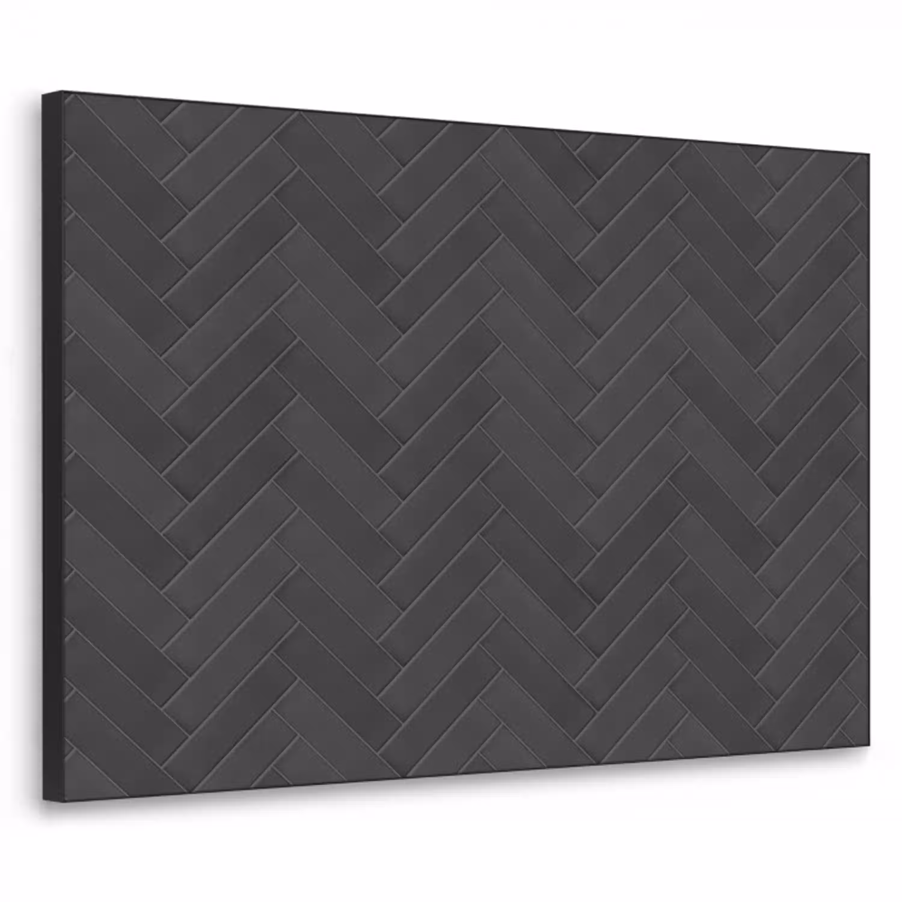 Visgraat - Wandtegel - Donkergrijs Textielframe zwart klein 947 -3d