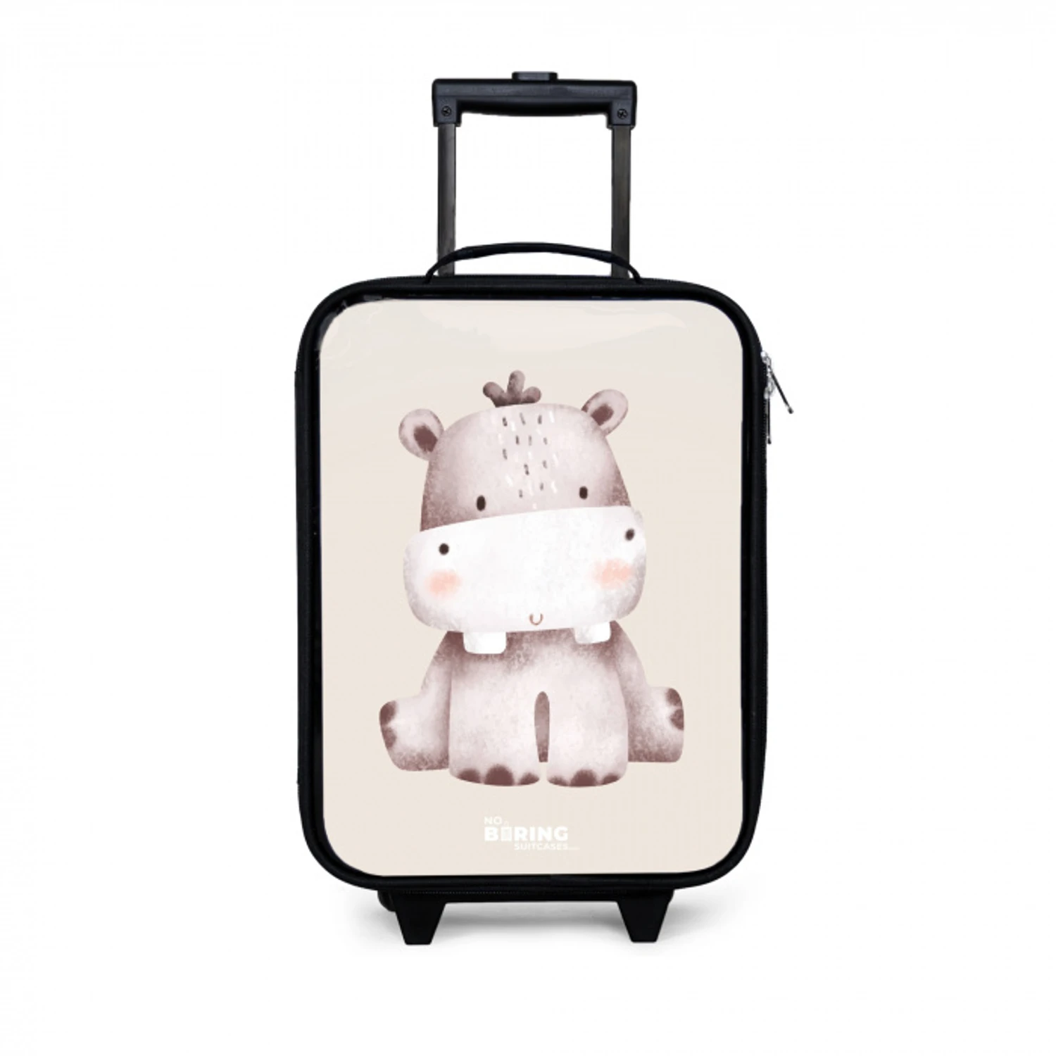 Nijlpaard op beige achtergrond illustratie Kinderkoffer - Zwart klein -3d