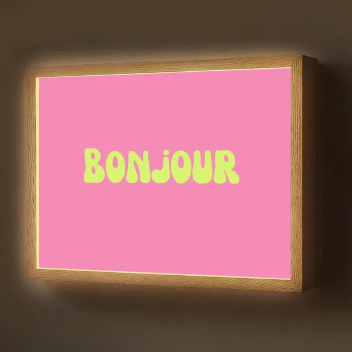 Roze - Groene bonjour - Organisch Light Box met batterij (Wandlamp) middel -z3d_website