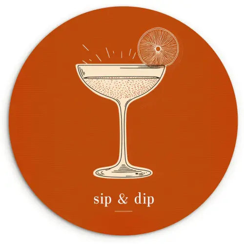 Cocktail - Oranje - Zomer - Quote Wandcirkel plexiglas klein -3d
