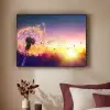 Paardenbloem - Bloemen - Zonsondergang - Horizon - Nacht Textielframe zwart klein -sfeer1