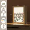 Uilen - Tak - Hulstblaadjes - Kerstmuts Light Box met kabel (Tafellamp) klein -USP_NL