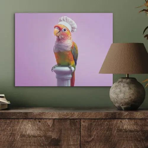 Papegaai - Koksmuts - Pilaar - Vogel PET vilt klein -sfeer2