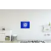 Zon - Gezicht - Penseelstructuur - Blauw textielposter latten blank klein -kinderkamer