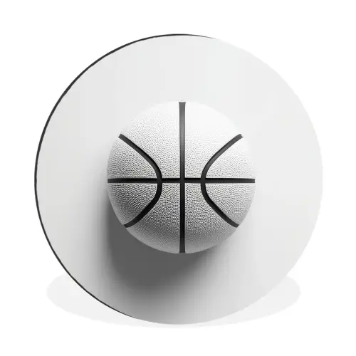Basketbal - Wit - Schaduw - Lijnen Wandcirkel aluminium klein -3d