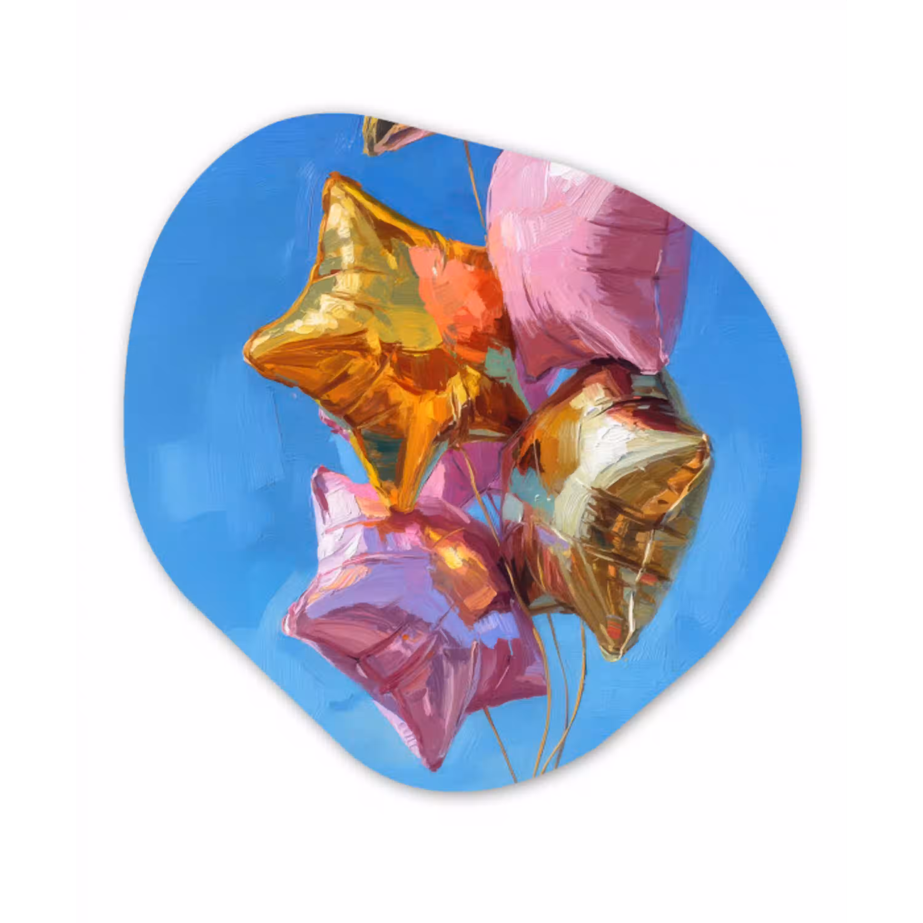 Ballonnen - Goud - Stervorm - Roze Wandcirkel Organisch Plexiglas middel -3d