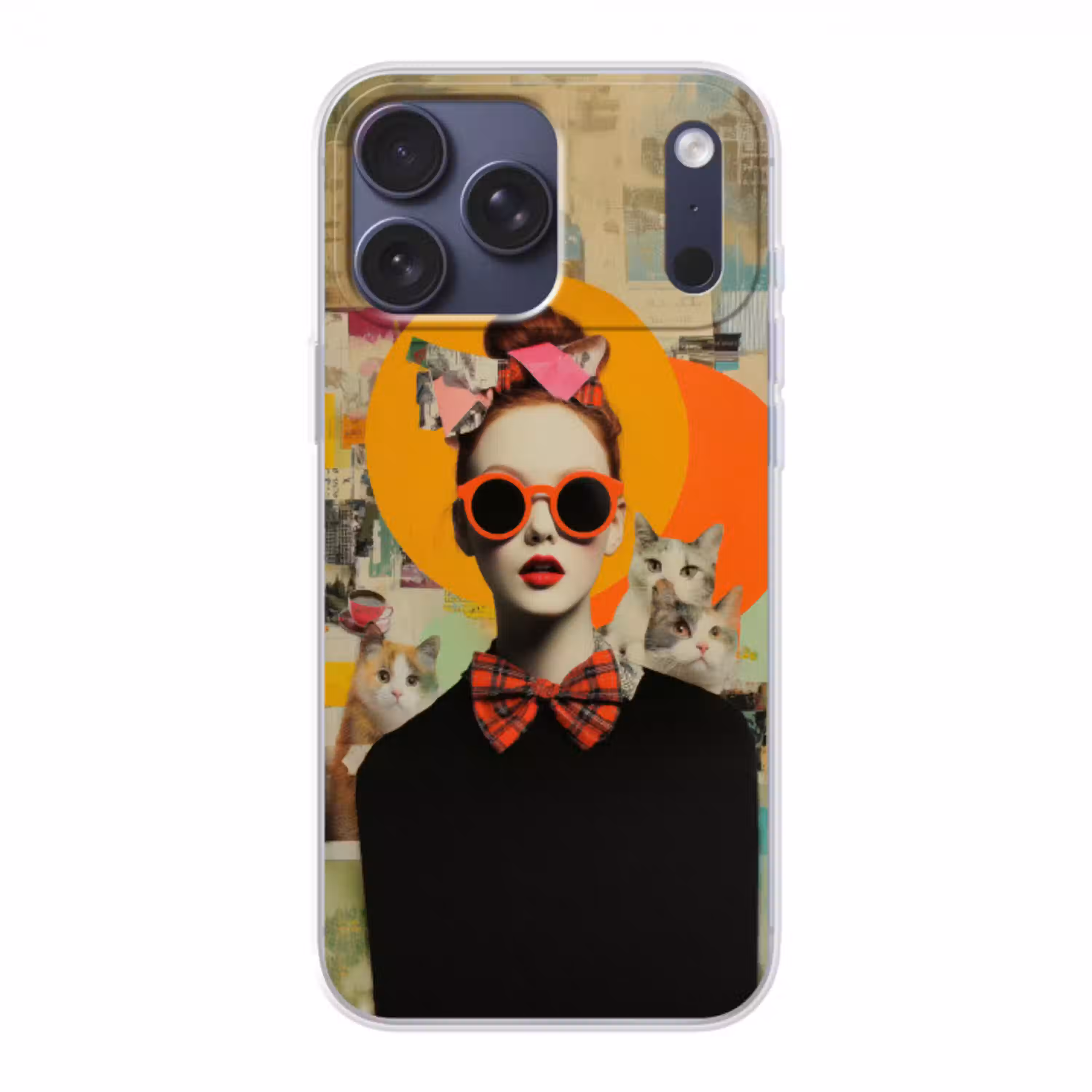 Vrouw - Bril - Strik - Retro Telefoonhoesje iPhone 17 Pro Max klein -3d