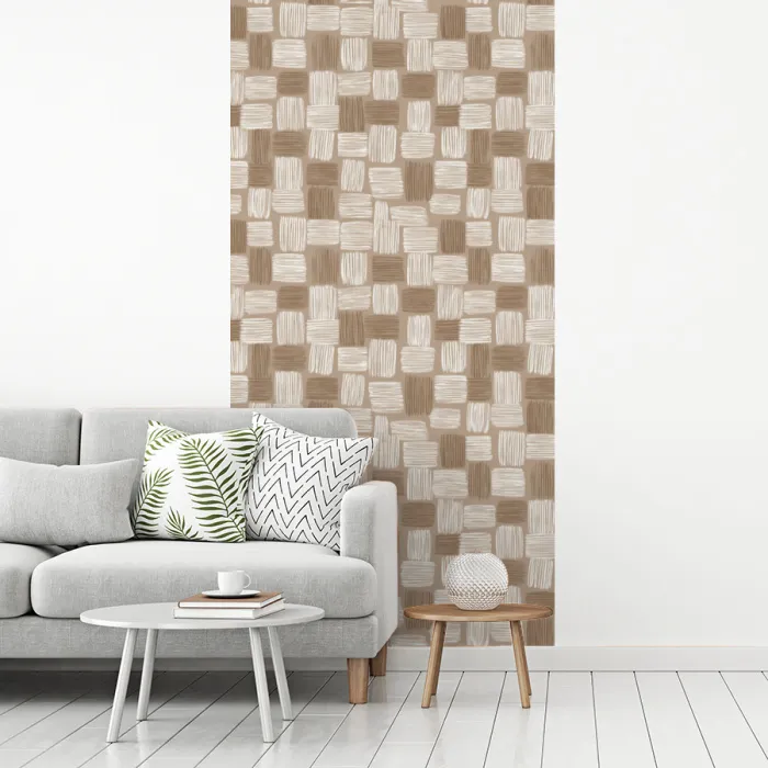 Blok - Patroon - Bruin fotobehang vinyl groot 64 -woonkamer