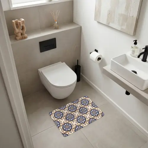 Floraal - Ornament - Blauw WCmat klein 1009 -sfeer1