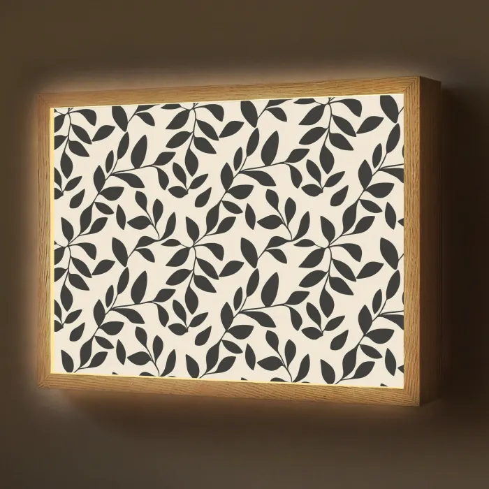 Elegant - Patroon - Zwart - Beige Light Box met batterij (Wandlamp) middel 907 -z3d_website