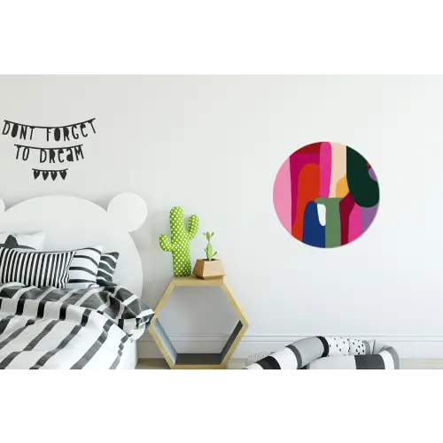 Kleurvakken - Recht - Rond - Abstract Wandcirkel aluminium klein -kinderkamer