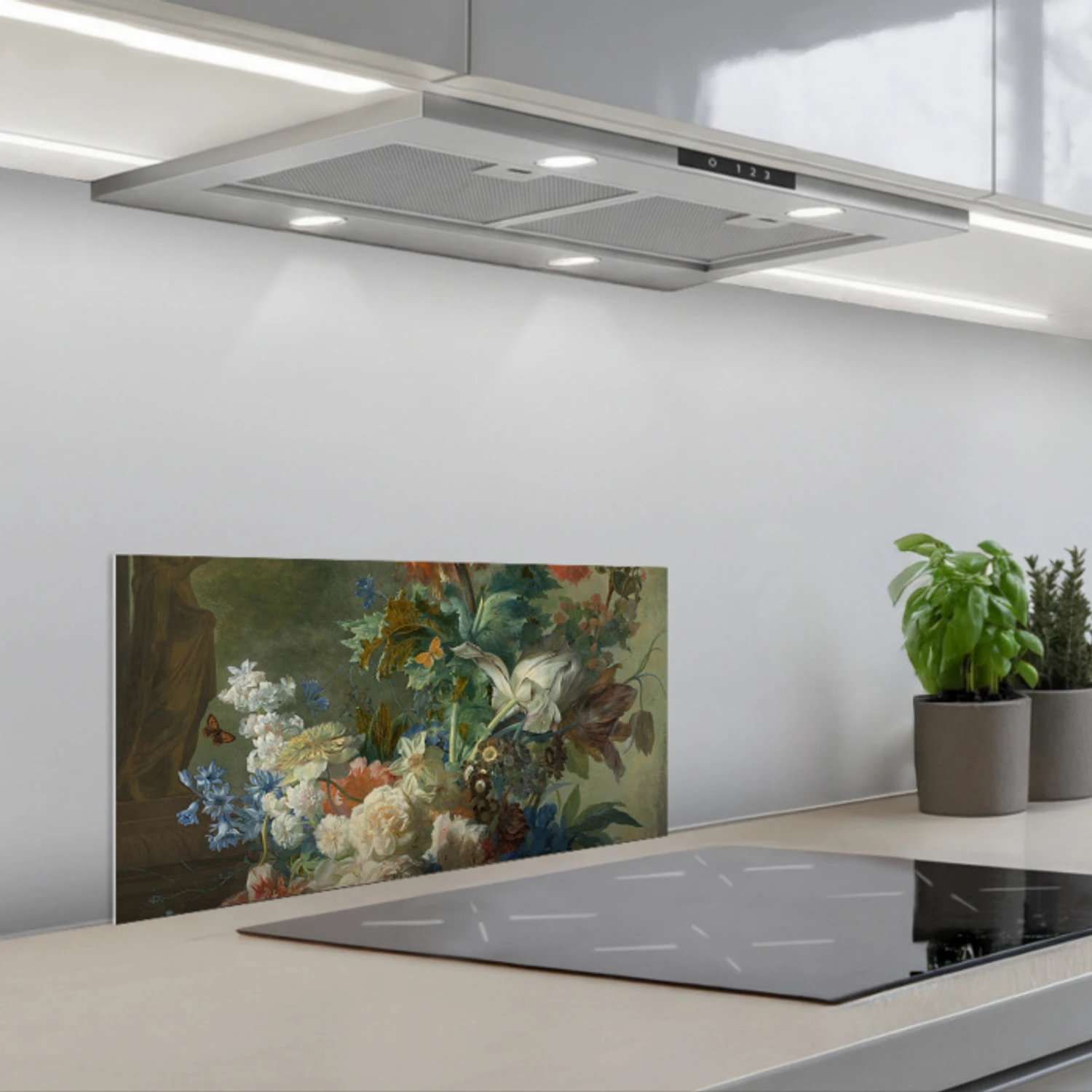 Stilleven met bloemen - Schilderij van Jan van Huysum keuken achterwand spatscherm klein -3d_schuin