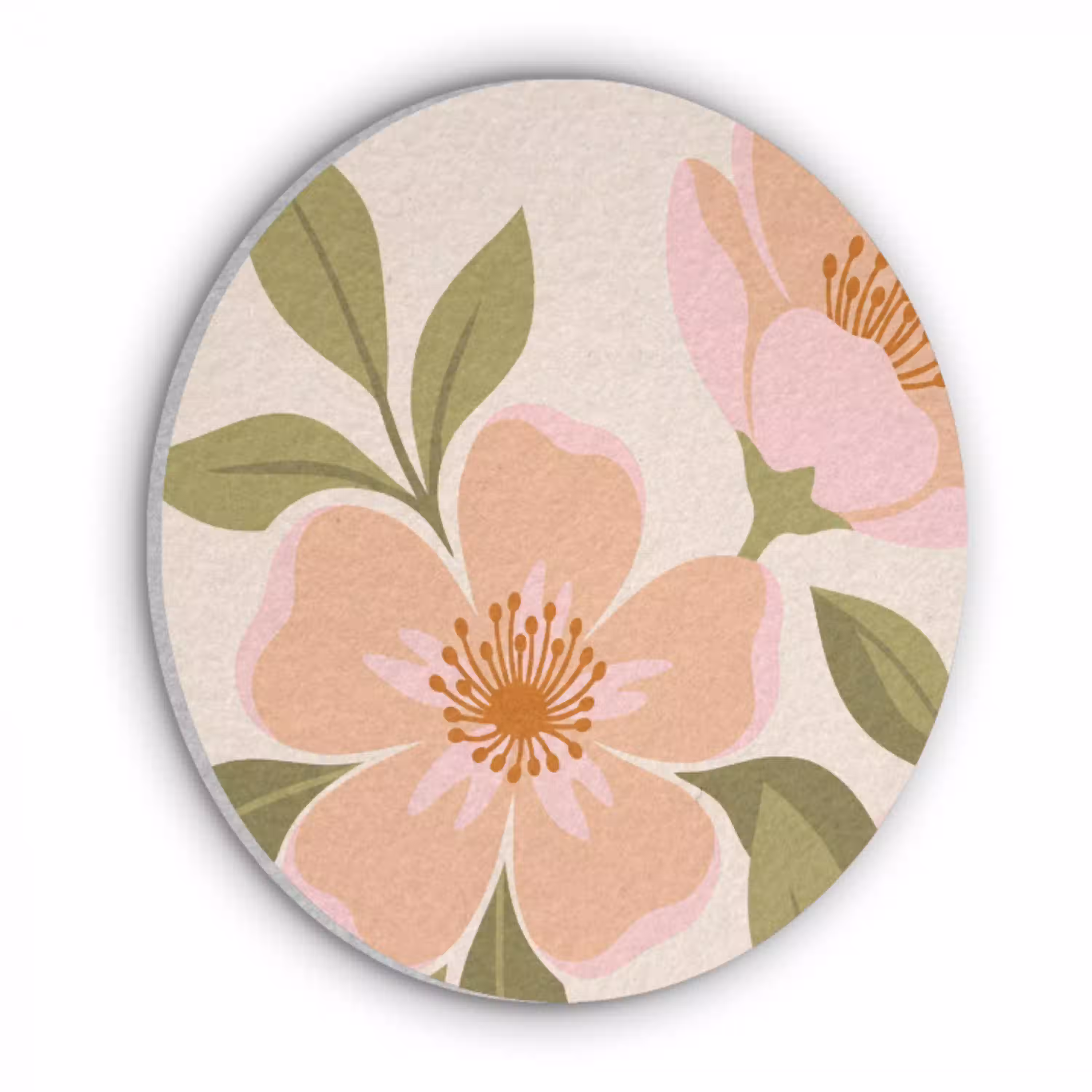 Grafisch - Bloemen - Roze Akoestische PET Vilt - Rond klein -3d
