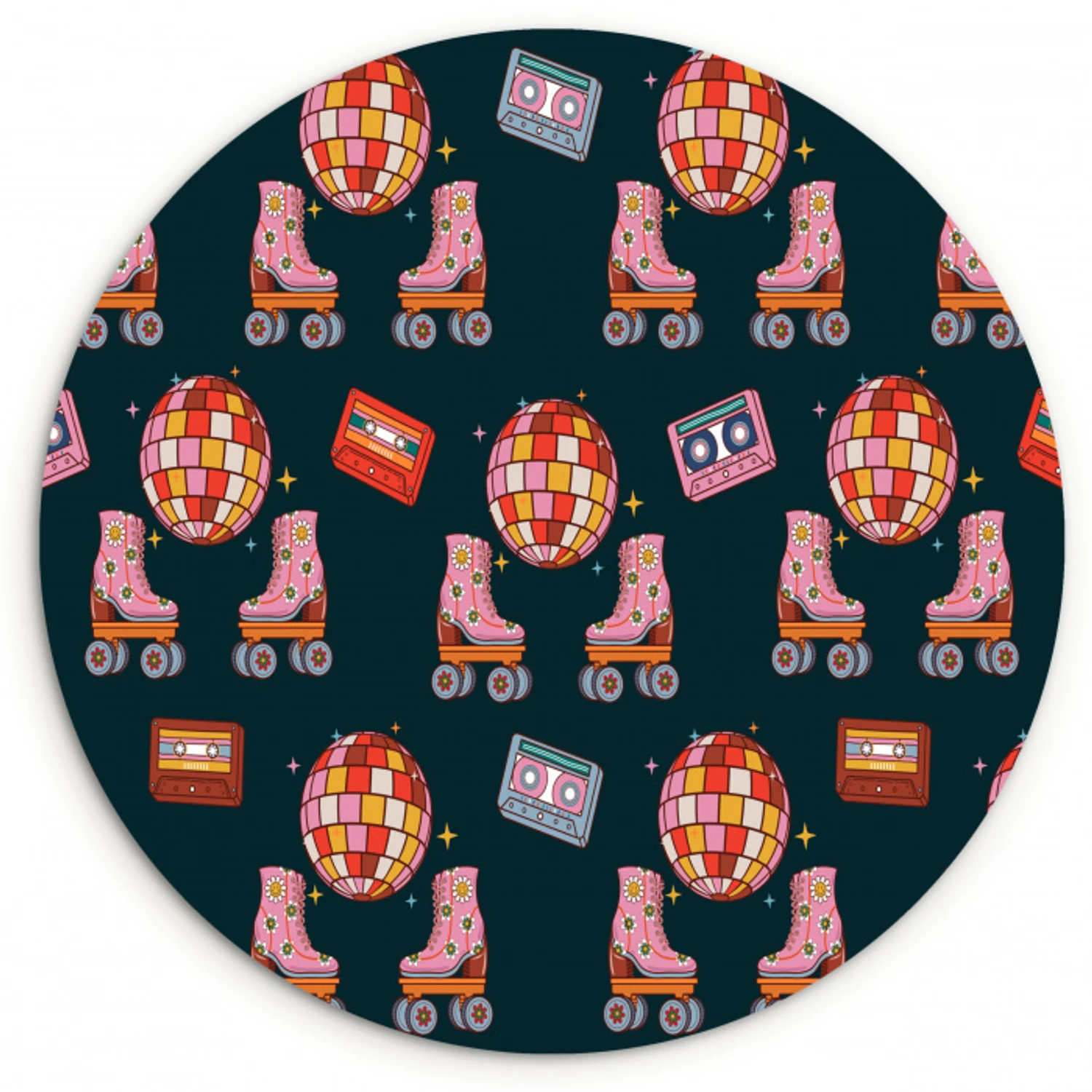 Rolschaatsen - Patroon - Disco Wandcirkel kunststof plaat 5mm dik klein 188 -3d