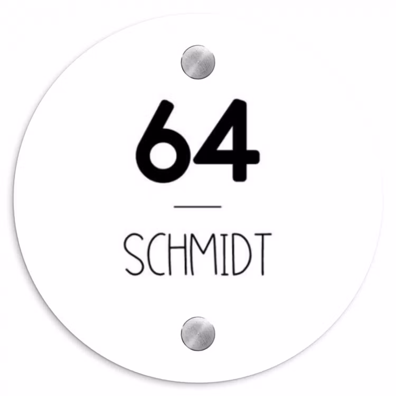 Namensschild Haustür Rund – Weiße Oberfläche - Modern
