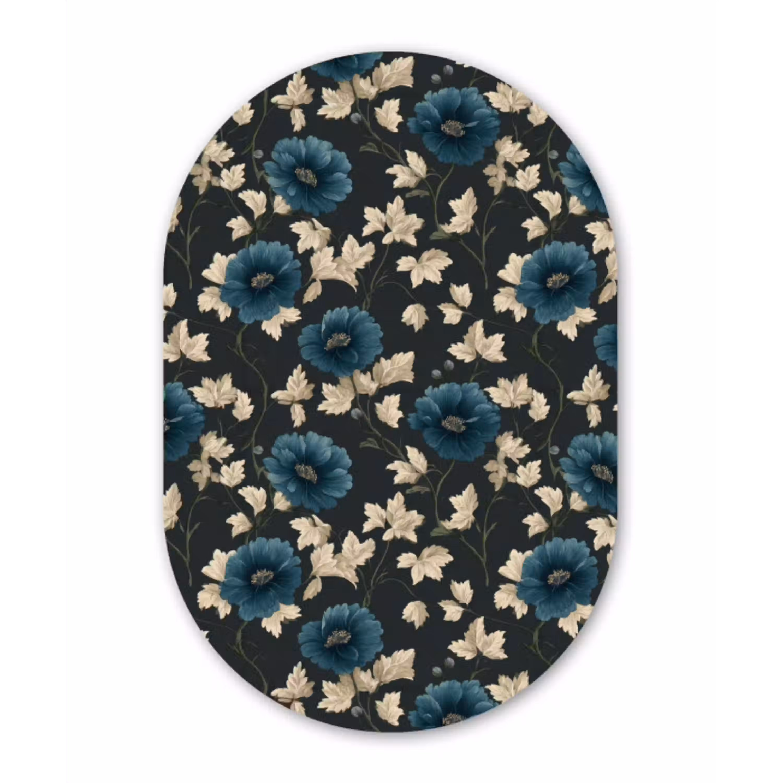 Botanisch - Bloemen - Blauw Wandcirkel Ovaal Aluminium middel 839 -3d