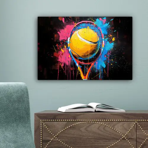 Graffiti - Tennis - Sport - Racket canvas 2cm klein -sfeer4