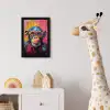 Graffiti - Chimpansee - Aap - Bril - Kleurrijk fotolijst zwart zonder passe partout klein -usfeer4_kinderkamer