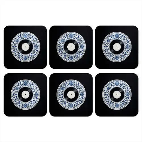 Vinyl - LP - Delfts Blauw - Muziek onderzetter kurk middel -3d
