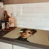 Vrouw - Beige - Bloem - Modern - Portret Inductie beschermer vinyl 3mm klein -sfeer3