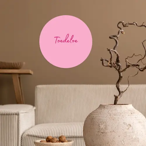 Toedeloe - Roze - Minimalistisch Wandcirkel behangsticker klein -sfeer1