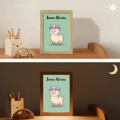 Alpaca - Bloemendiadeem - Groen Light Box met kabel (Kinderlampje) klein -sfeer3_kind