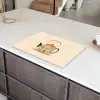 Oranje - Theepot - Bloemen - Bladeren Inductie beschermer vinyl 3mm klein -sfeer8
