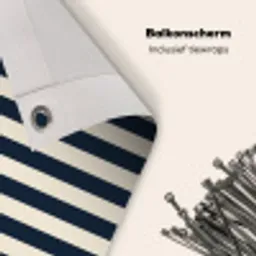Verticale strepen - Blauw - Crème Balkonbeschermer Duitsland klein 596 -closeup_NL