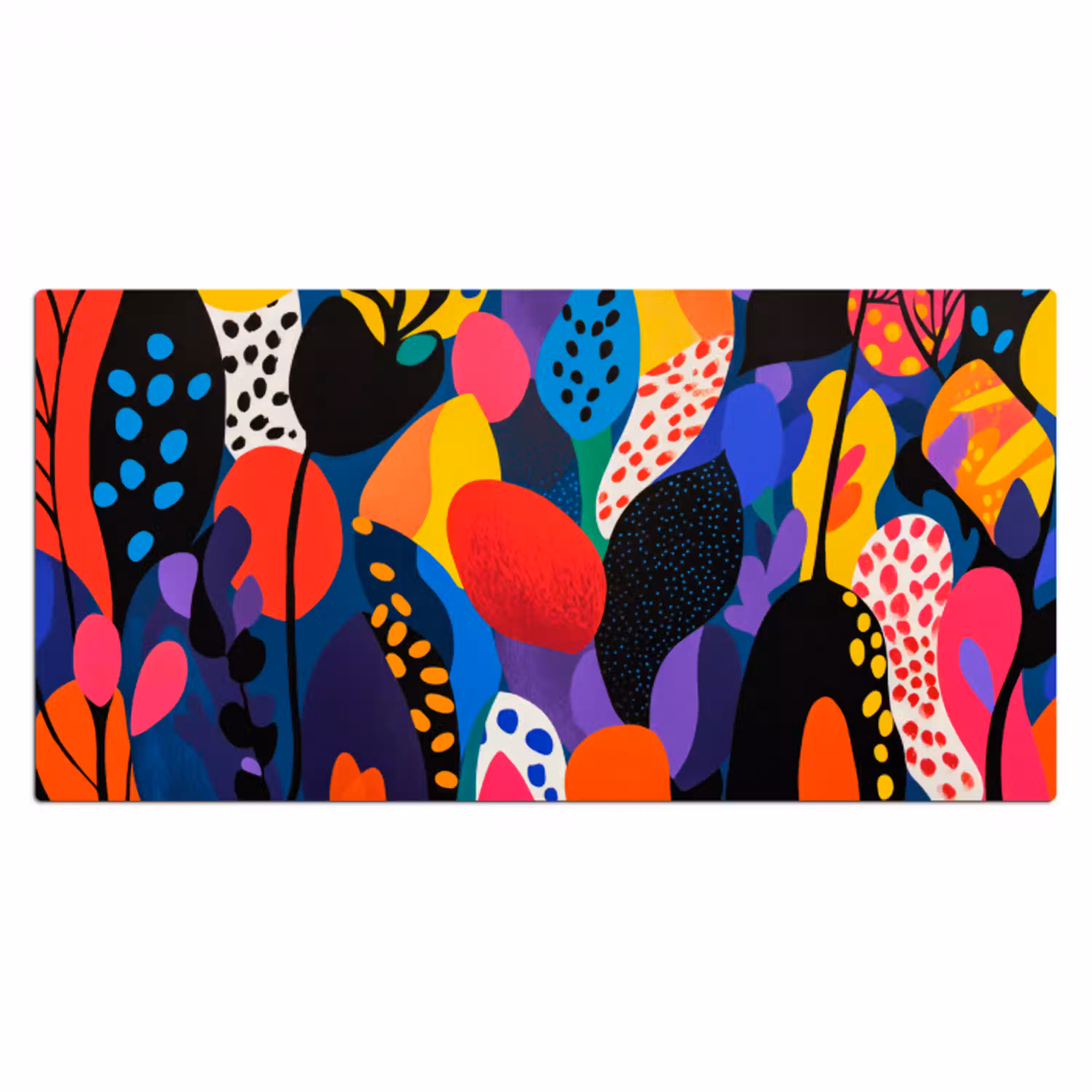 Bloemen - Bladeren - Abstract - Rood Muismat XXL klein -3d_leeg