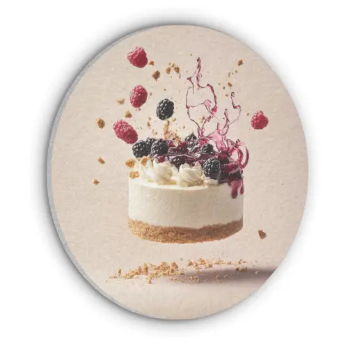 Cheesecake - Eten - Roze - Taart Akoestische PET Vilt - Rond klein -3d