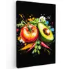 Tomaat - Avocado - Peper - Graffiti - Verf - Modern Tuinposter op houten frame 2 cm dik klein -3d
