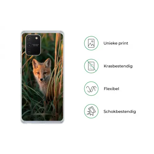Vos - Oranje - Gras Telefoonhoesje Samsung Galaxy S10 Lite klein -specsS10Lite