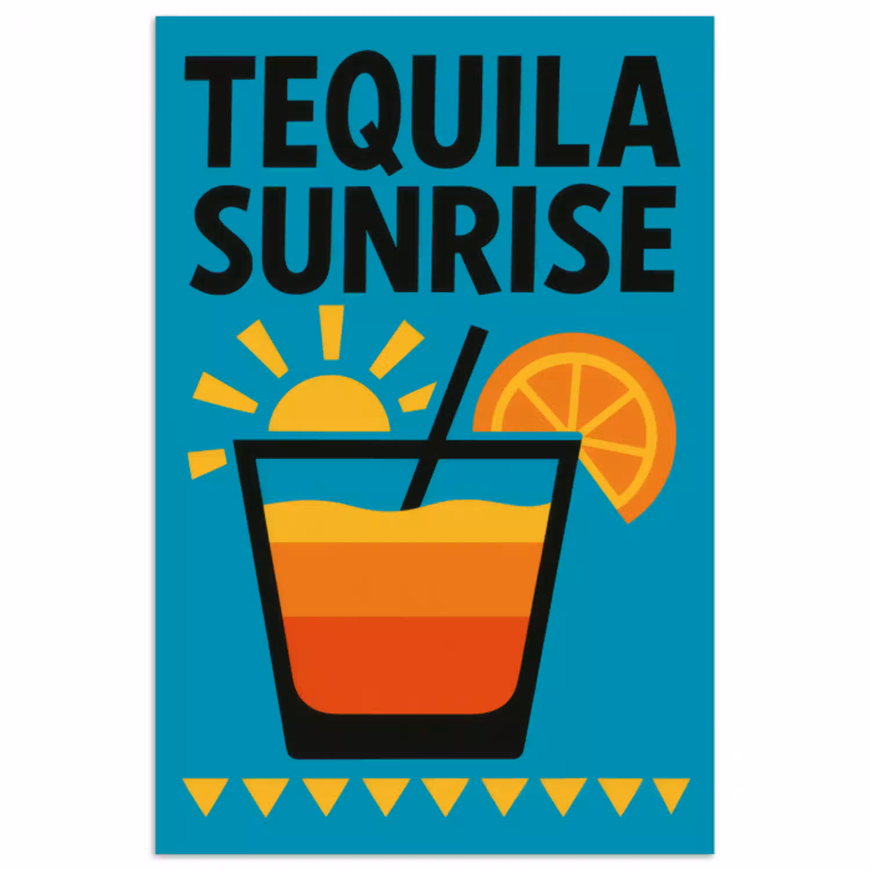 Illustratie - Tequila - Glas - Blauw poster papier klein -3d