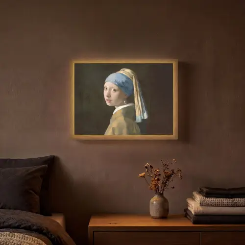 Meisje met de parel - Schilderij - Oude meesters - Vermeer Light Box met batterij (Wandlamp) middel -sfeer4