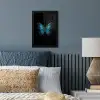 Vlinder - Blauw - Contrast fotolijst zwart zonder passe partout klein -sfeer3