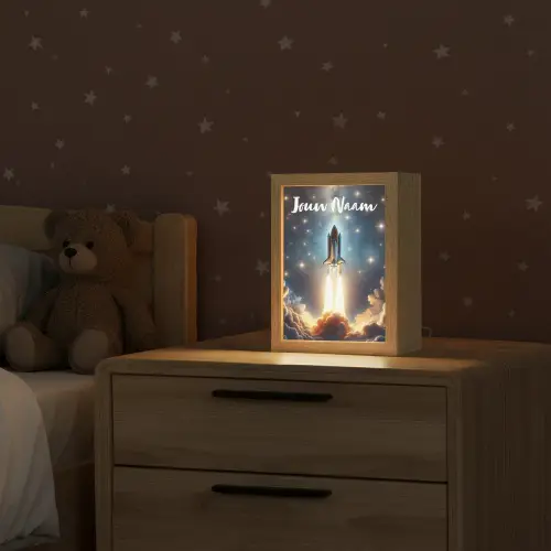 Ruimtevaart - Raket - Space - Sterren Light Box met kabel (Kinderlampje) klein -sfeer1_kind