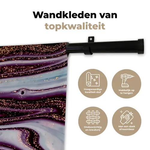 Marmer - Roze - Goud - Glitter - Marmerlook - Luxe Wandkleed katoen klein -sfeer2