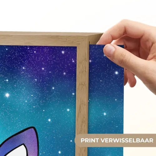 Eenhoorn - Sterrenhemel - Ster - Blauw Light Box met batterij (Wandlamp kind) middel -USP_websiteprintNL
