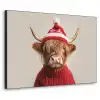 Schotse Hooglander - Kerst - Muts - Trui - Winter Textielframe zwart klein -3d