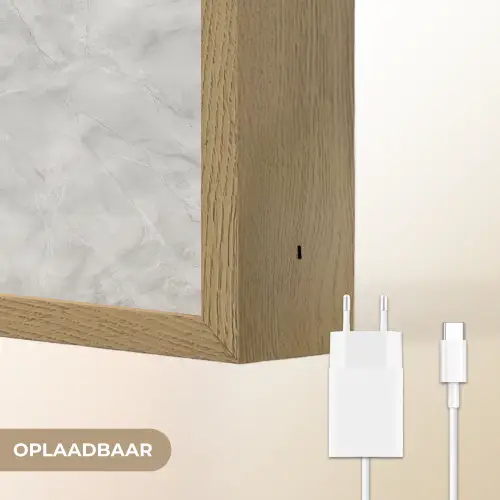 Grijs - Marmer - Mat Light Box met batterij (Wandlamp) middel 907 -USP_websiteoplaadbaarNL