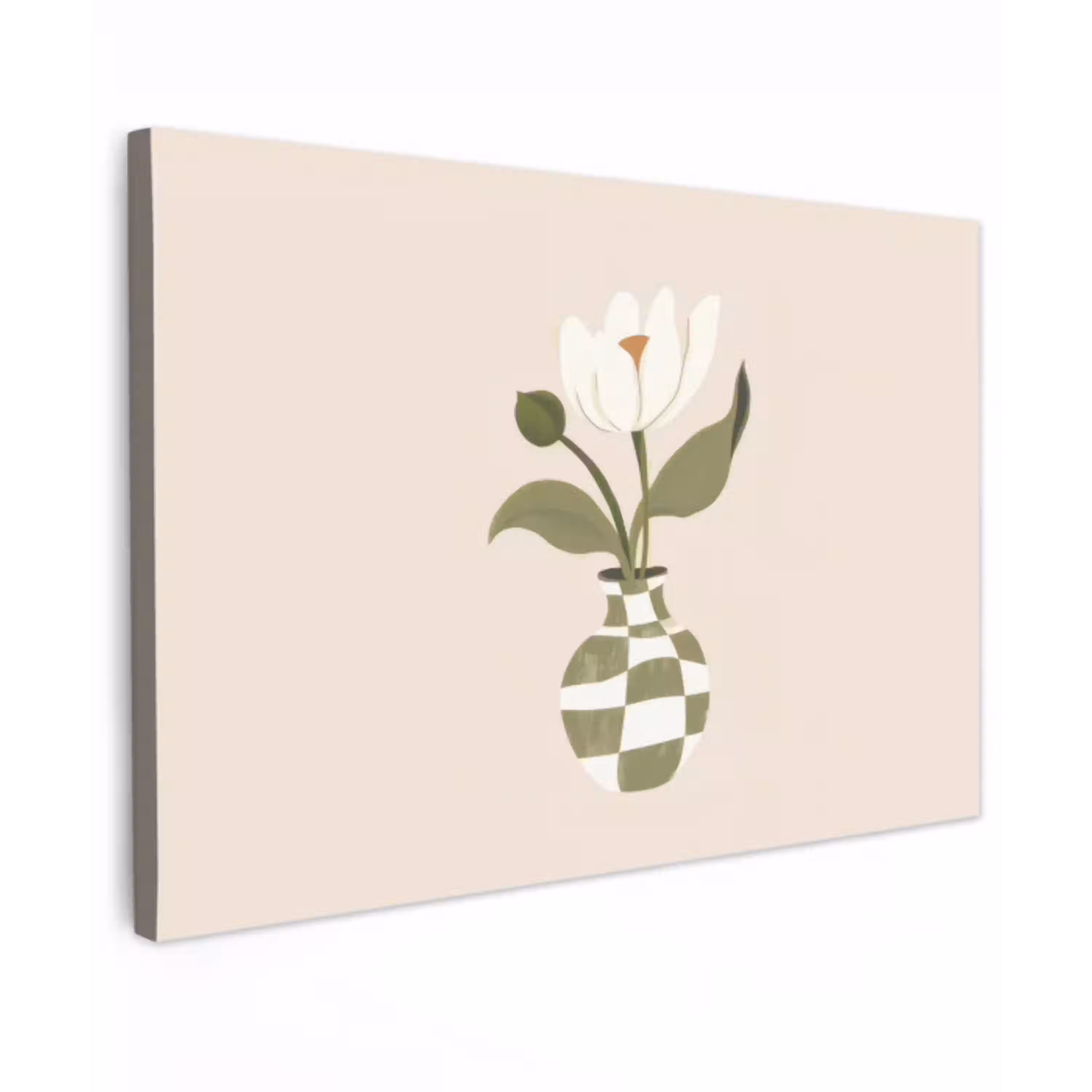 Vaas - Geruit - Bloem - Groen canvas 2cm klein -z3d