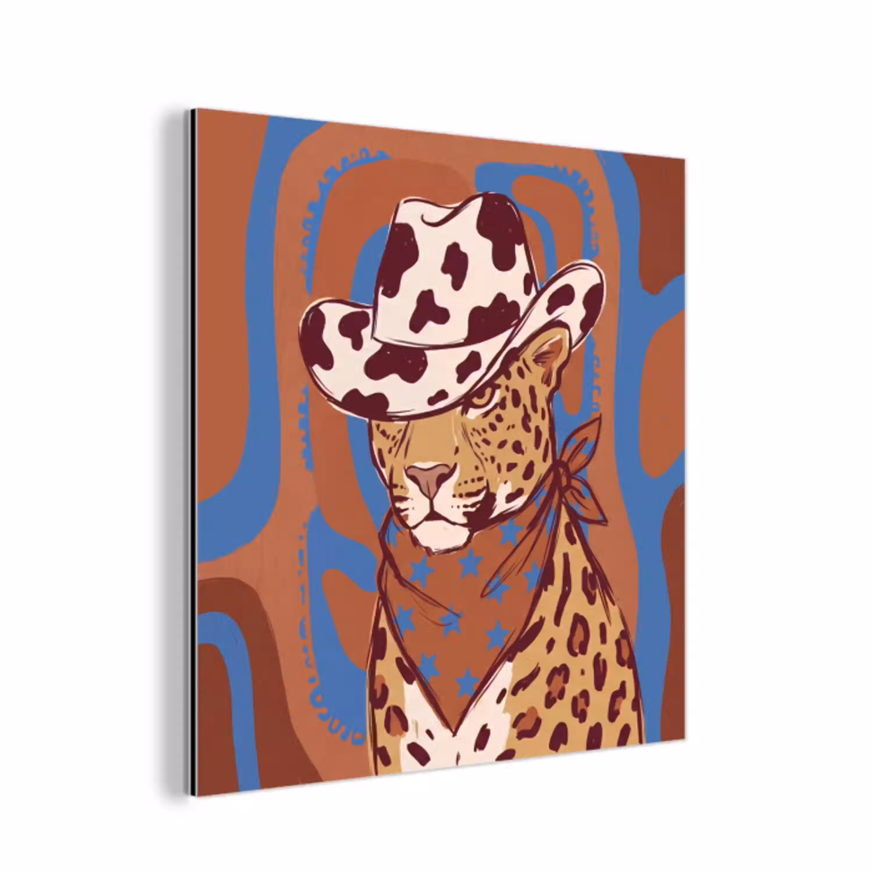 Dieren - Cowboyhoed - Modern - Illustratie - Bruin aluminium wit klein -3d