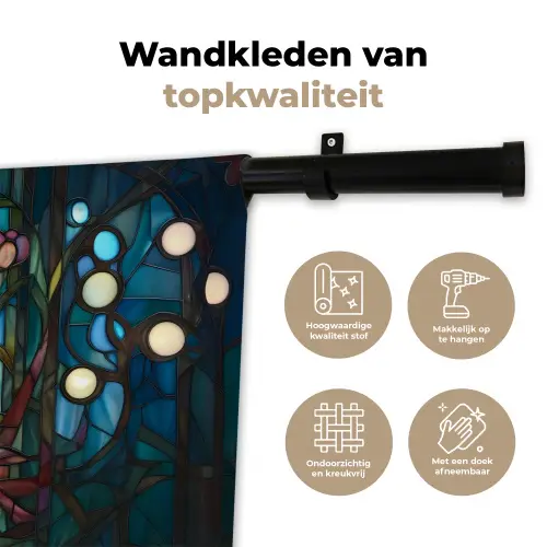 Uil - Mozaïek - Maan - Nacht Wandkleed katoen klein -sfeer2